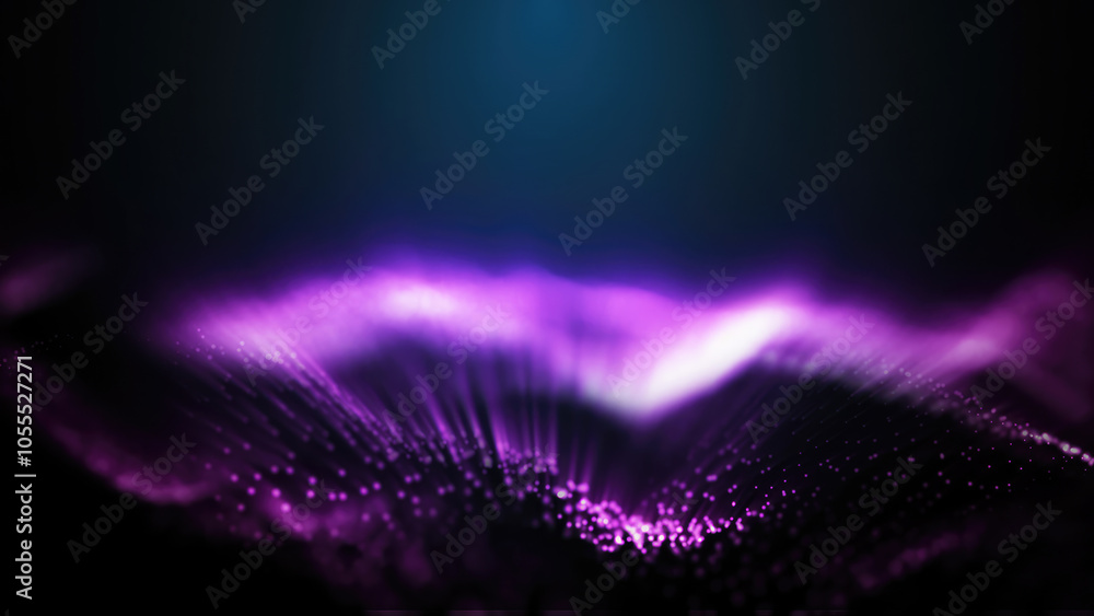 Aufkleber a mesmerizing display of purple glowing particle waves, representing abstract energy flows against a