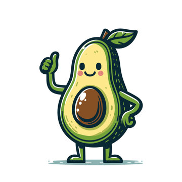 recommend clip art: Avocado character mascot isolated vector illustration