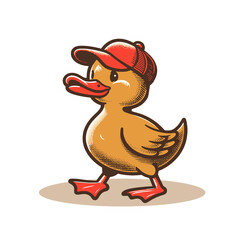cool retro cartoon duck mascot isolated vector illustration