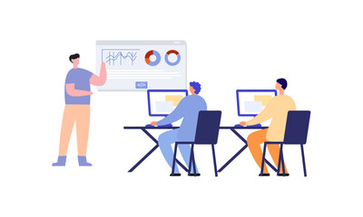 Show presentation meeting for team illustration