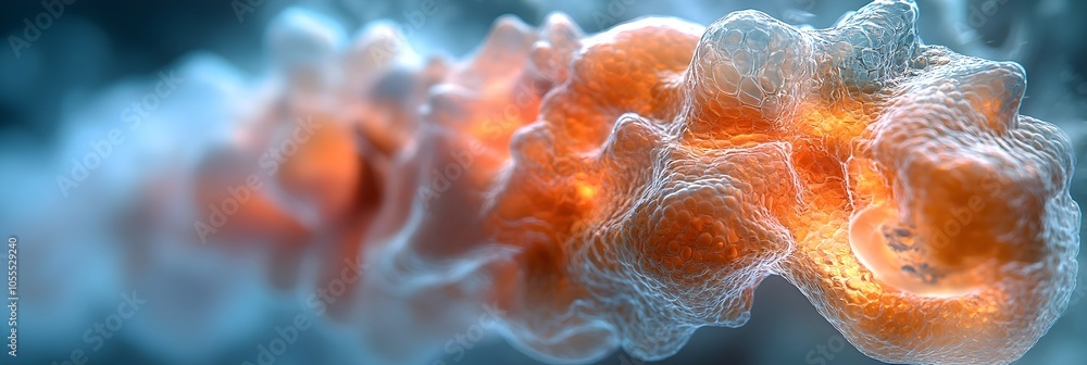 Poster vibrant and intricate microscopic abstract patterns and organic cellular structures representing the