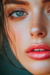 Naklejka premium Woman's face with blue eyes
