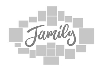 Family photo collage template composition frames for interior design. Vector layout collage.