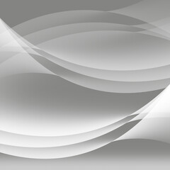 Abstract gray wave background with smooth overlapping curved lines.