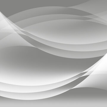 Abstract gray wave background with smooth overlapping curved lines.