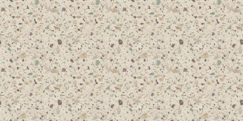 A terrazzo texture on an off-white base, sprinkled with subtle pastel fragments in muted lavender, faded aqua, and light peach