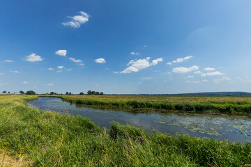 Die Hunte, Flusslauf in der Landschaft am Dümmer See, Niedersachsen, Deutschland