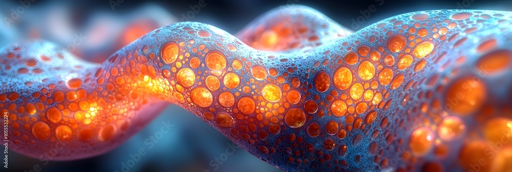 Poster vibrant molecular abstract microscopic sci-tech structures representing biological,digital,and futur