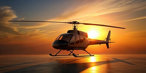 Stunning 3D Illustration of Helicopter Silhouette in Rule of Thirds Composition for Dynamic Visual Appeal