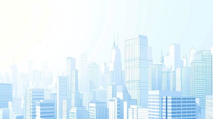 Fototapeta premium Blue Skyline Cityscape Illustration