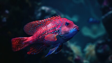 Obraz premium Red and Blue Fish in an Aquarium