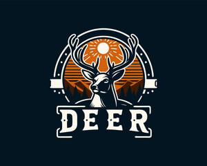 Deer Head Logo Vector Illustration for T-shirts