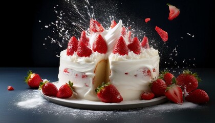 Tarta de crema de fresa, con fresas naturales