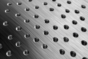 Brushed metal surface with perforated holes for industrial design and applications