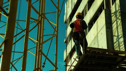 Construction Worker on Scaffolding