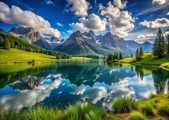 Stunning Landscape with Majestic Mountains and Clear Blue Sky - Perfect for Nature Lovers and Adventurers