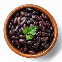cooked black beans in a bowl isolated over white background