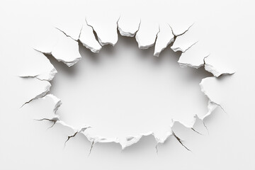 Fototapeta premium Cracked white wall texture with copy space on a light background