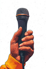 Illustration of Hand Holding Microphone for Speech or Performance