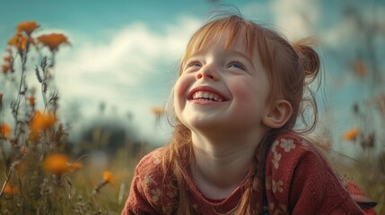 Girl in flower field