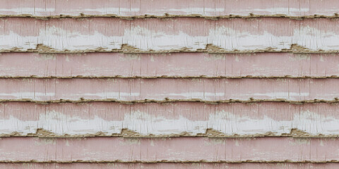 A close-up of distressed paint on wood in layers of pale pink and white, with fine cracks for a delicate, worn aesthetic, ideal for soft, vintage styles