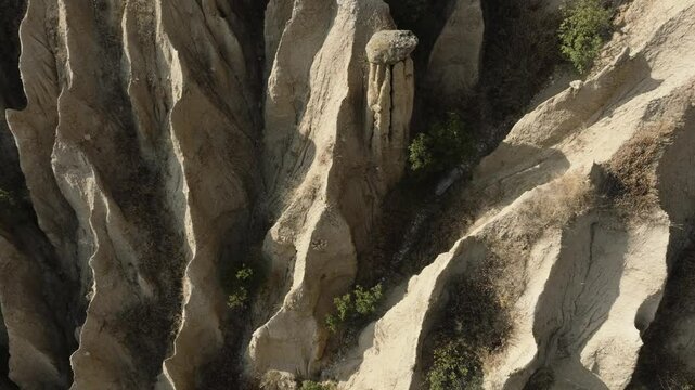 Aerial view of rock formation Stob pyramids, Rila mountain, Bulgaria.
