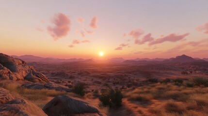 Naklejka premium A breathtaking view of a desert landscape at sunset.