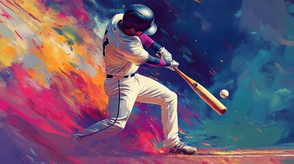Batter stepping into the pitch, delivering a powerful swing that sends the ball flying.
