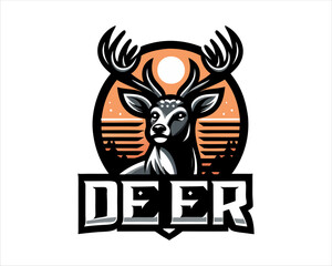 Deer Head Logo Vector Illustration for T-shirts