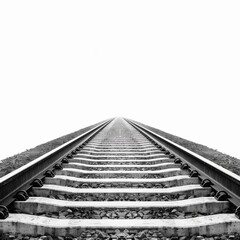 A transparent PNG image railway tracks extending into an infinite horizon perspective