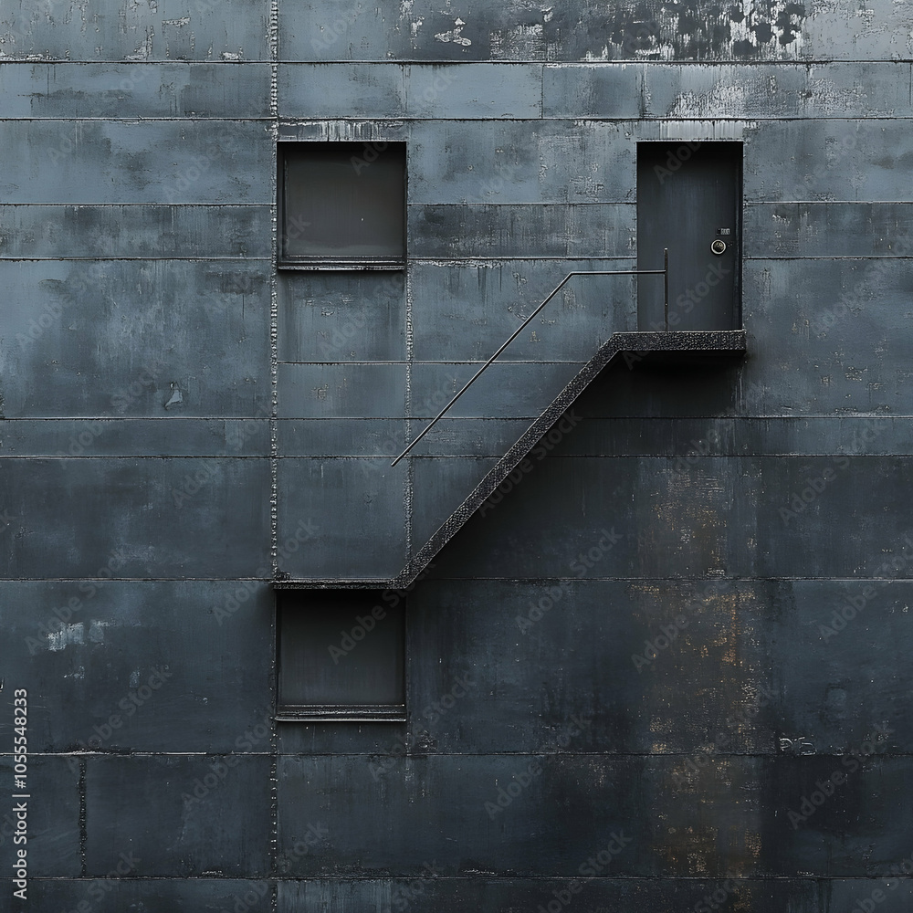 Poster Dark Gray Vertical Line with Subtle Ladder Steps on a Minimalist Background