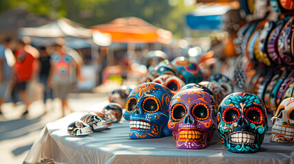 Day Of The Dead, Collection of colorful sugar skulls on dia de los muertos