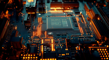 Obraz premium motherboard with ai written on it. Concept AI (Artificial Intelligence) technology, chip IC on PCB, PCB circuit board, microprocessor