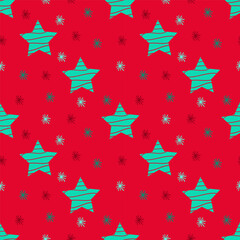 A set of vector seamless pattern with doodle stars. Hand drawn vector doodles.