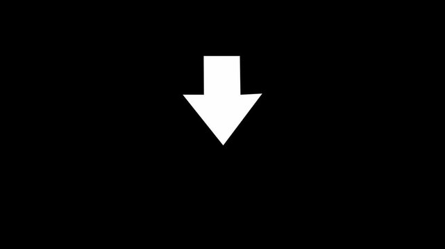 Download button icon. Bouncing up and down red arrow with a black background. Upload arrow icon animation on 4k video.