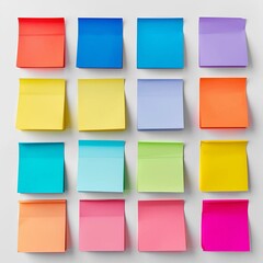 set of colorful notes with white background