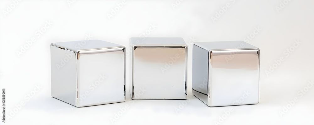 Aufkleber avant-garde metallic cube blocks with mirrored surfaces - surreal geometry and innovative design for