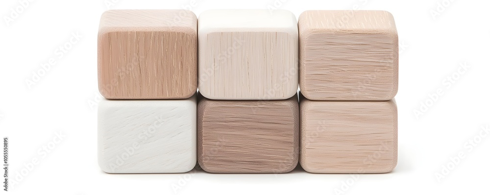 Aufkleber elegant layered luxury cube blocks with natural wood elements - refined structure and unique design 