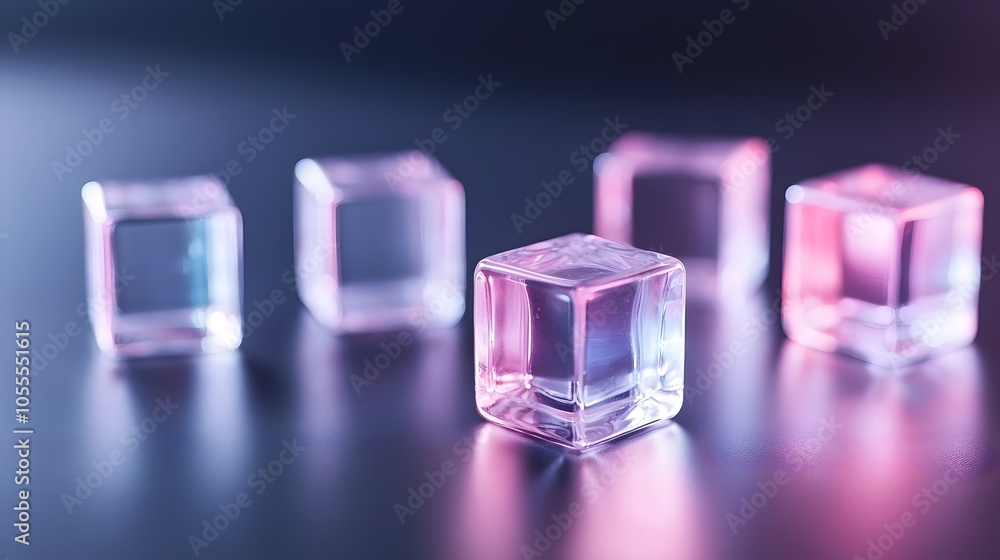 Poster holographic cube blocks with multidimensional effects - premium visuals for futuristic design and cr