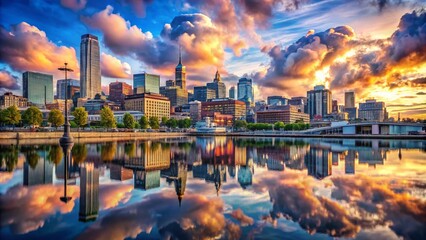 Fototapeta premium Surreal Views of Downtown Montreal: A Dreamlike Cityscape Experience