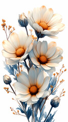 A bouquet of brightly colored Gerbera flowers. Each Gerbera has large green leaves, arranged in a cluster, creating a lively and fun bouquet.