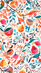 Fototapeta premium watercolor pattern christmas background