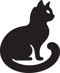 A vector silhouette image of a cat