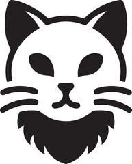 Cute black cat head silhouette vector illustration