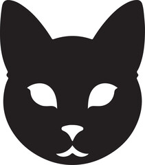 Vector flat hand drawn cat face head silhouette isolated