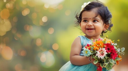 Fototapeta premium portrait of a little girl with flowers