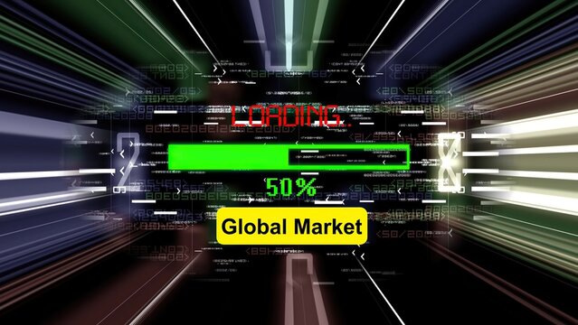 Global market loading progress bar on the screen