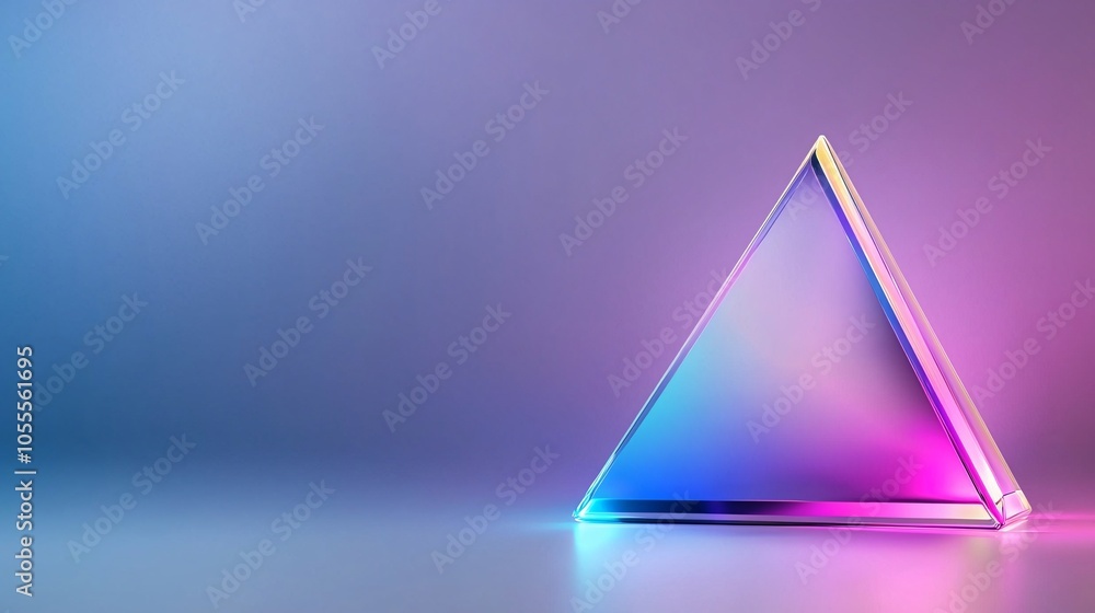 Aufkleber holographic pyramid with prismatic reflections - futuristic metallic design featuring glowing neon e