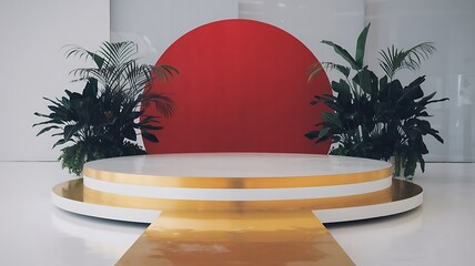 Elegant 3D Podium Display for Product Presentation, 
Minimalist 3D Podium Rendered Design for Branding Showcase,
Modern 3D Podium Stage with Soft Lighting and Clean Aesthetics