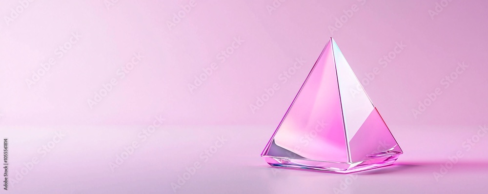 Aufkleber futuristic neon prismatic pyramid - abstract sharp edges with reflective surface and holographic glo